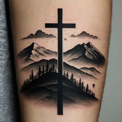 Explore our "Three Crosses on a Hill Tattoos Collection" featuring a variety of designs that symbolize faith, redemption, and spiritual growth. These tattoos range from minimalist styles to intricate artwork, each capturing the profound symbolism of the three crosses. Perfect for those seeking a meaningful tattoo that reflects deep spiritual beliefs. Three Crosses On A Hill, Hill Tattoo, The Crucifixion Of Jesus, Three Crosses, Tattoos Meaning, Intricate Artwork, Cross Tattoos, The Crucifixion, Meaningful Tattoo