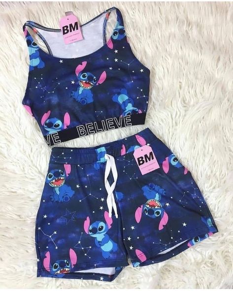 Cute Stitch Outfits, Stitch Outfits Disney, Stitch Shorts, Stitch Pajamas, Kid Birthday Outfits, Lilo And Stitch Characters, Lilo And Stitch Merchandise, Cute Outfits With Shorts, Stitch Dress