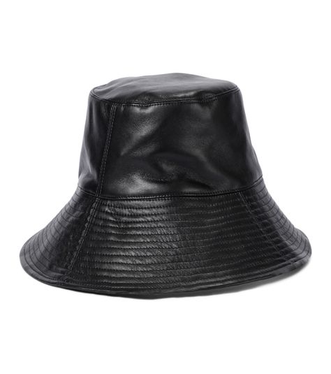 Serge regenerated leather bucket hat in black Leather Bucket Hat, Burberry Cap, Baker Boy Hat, Bucket Hat Black, Black Vegan, Chanel Fashion, Women Outfits, Leather Bucket, Bucket Hats