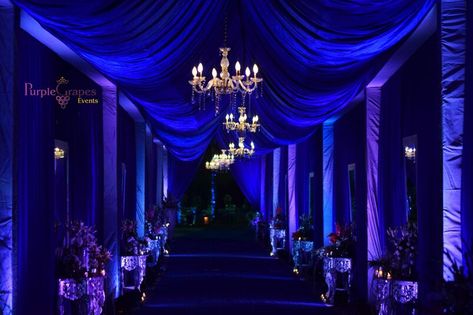 Photo From “SPARKLING, STARRY, STARRY NIGHT” SANGEET THEME - By Purple Grapes Weddings  Event Planner Blue Sangeet Decor, Sangeet Theme, Sangeet Decor, Starry Starry Night, Ceiling Draping, Ring Ceremony, Rings Ceremony, Blue Theme, Purple Themes