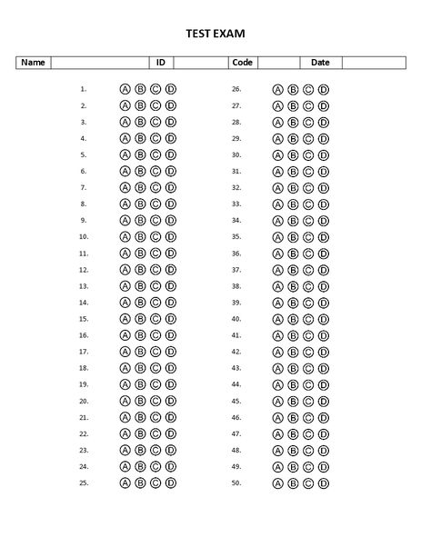 Multiple choice exam paper template - Download this free printable Multiple choice exam paper template if you are a teacher and you want to create your multiple choice exam in a quick way. Multiple Choice Answer Sheet, Answer Sheet Template, Earth And Environmental Science, Omr Sheet, Multiple Choice Test, Questionnaire Template, Student Exam, Test Exam, Exam Answer