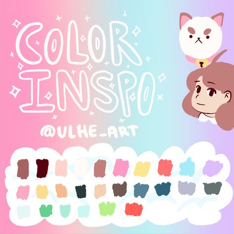 A dogital color palette inspired by Puppycat. #beeandpuppycat #colorinspo #colorpallete #art #procreate #procreateartist Bee And Puppycat Colour Palette, Bee And Puppycat Art Style, Bee And Puppycat Coloring Pages, Bee And Puppycat Color Palette, Comic Color Palette, Cartoon Color Palette, Bee And Puppycat, Cat Colors, Color Inspo