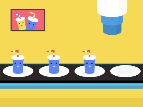 Drink conveyor belt by Qiao Conveyer Belt Illustration, Conveyor Belt Animation, Sushi Conveyor Belt, 3d Factory Animation, Cycle Animation, Looping Animation, Conveyor Belt Sushi Japan, Bubble Gum Machine, Conveyor Belt