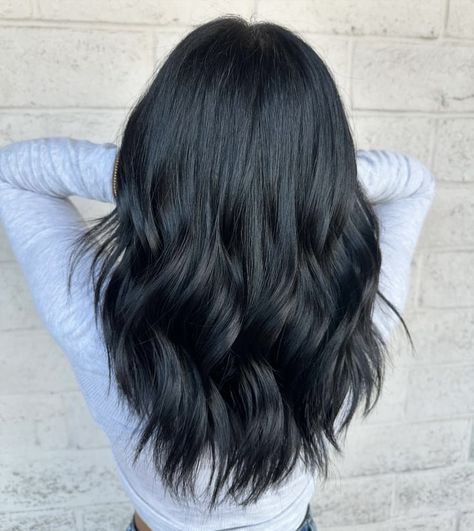 Light Black Hair Color, Jet Black Hair Color, Light Black Hair, Basic Girl, Jet Black Hair, Black Hair Color, Hair Color Highlights, Hair Clothes, Haircuts For Long Hair