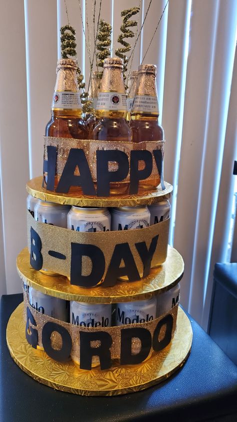 Modelo Birthday Cake, Modelo Themed Birthday Party, Modelo Birthday Party Ideas, Modelo Cake, Basket Cakes, 75th Birthday Parties, Beer Cake, 75th Birthday, 20th Birthday