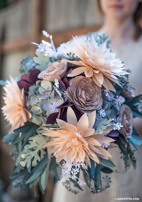 Rustic_Paper_Fower_Bridal_Bouquet_DIY Paper Flowers Diy Wedding, Paper Bridal Bouquet, Diy Paper Flowers Tutorial, Paper Bouquet Wedding, Paper Flowers Wedding Bouquet, Rustic Paper, Paper Dahlia, Diy Flores, Fleurs Diy