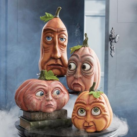 Expressive Pumpkin - Frank Shrunken Head, Clay Stuff, Painted Gourds, Grandin Road, Carving Ideas, Fall Projects, Theme Halloween, Holiday Patterns, Halloween Stuff