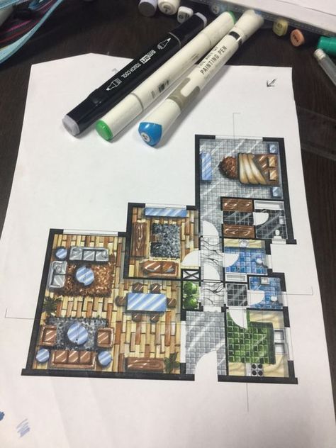 From Concept to Cozy Retreat: Hand-Drawn Splendor Carpet Rendering Marker, Rendered Floor Plan Alcohol Markers, Floorplan Rendering Marker, Plan Marker Rendering, Floor Plan Rendered Markers, Marker Rendering Architecture, Architectural Plan Rendering, Floorplan Render, Marker Architecture