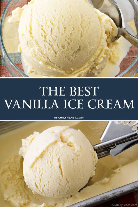 The best vanilla ice cream recipe. Homemade from scratch Ice Cream Maker Recipes Vanilla, Onion Dishes, Custard Ice Cream Recipe, Homemade Vanilla Ice Cream Recipe, Iced Cream, Homemade Ice Cream Recipes Machine, Best Vanilla Ice Cream, Feast Recipes, Best Homemade Ice Cream