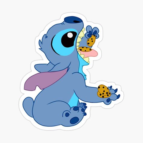 Stitch Eating, Eating Sticker, Stickers Stitch, Cookies Sticker, Hydro Flask Water Bottle, Lilo And Stitch Drawings, Sticker Design Inspiration, Flask Water Bottle, Stitch Drawing