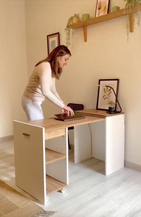 Small Space Living Hacks, Space Desktop, Foldable Furniture, Take Up Space, Murphy Bed Diy, Desks For Small Spaces, Small Home Offices, Office Guest Room, Guest Room Office