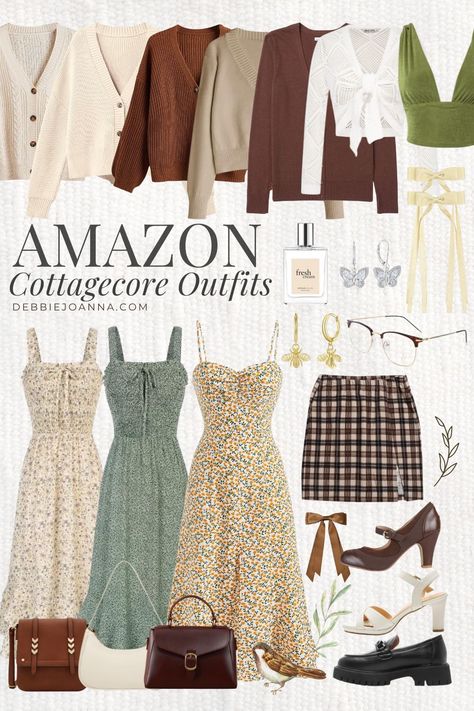 Top 10 Cottagecore Outfit Ideas from Amazon Cottagecore Dress Outfit Ideas, Dress Outfits Cottagecore, Cottagecore Business Outfit, Cottagecore Fashion Over 40, Minimalist Cottagecore Outfit, Homesteading Aesthetic Outfit, Cottagecore Clothing Aesthetic, Capsule Wardrobe Cottagecore, Amazon Cottagecore Finds