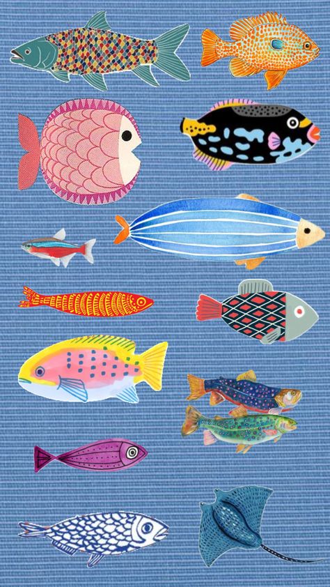 Funky Illustrations, Ocean Illustration, Fish Ocean, Sketchbook Cover, Shark Art, Birthday Card Craft, Fish Illustration, Ocean Fishing, Vintage Mermaid