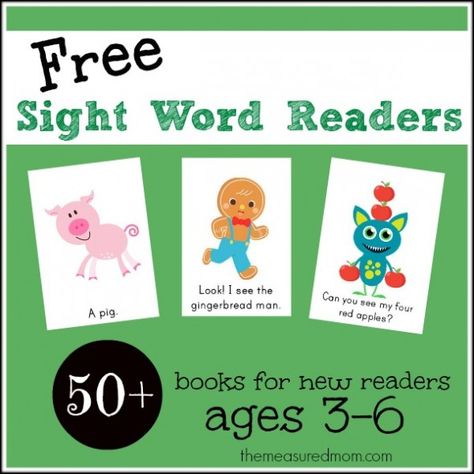 Free Emergent Readers....over 50 Sight Word Readers Free, The Measured Mom, Sight Word Readers, Measured Mom, Preschool Sight Words, Sight Word Books, Teaching Sight Words, Preschool Reading, Preschool Literacy