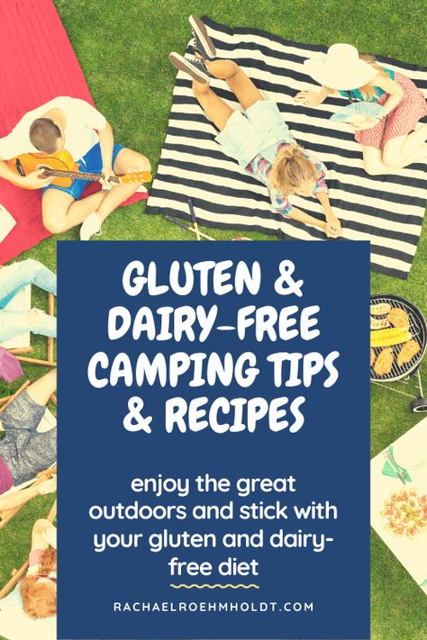 Try these gluten and dairy-free camping recipes and tips for your next camping adventure. Stick with your diet in the great outdoors. Gluten And Dairy Free Camping Meals, Dairy Free Camping Meals, Gluten Free Dairy Free Appetizers, Gluten Free Camping, Dairy Free Appetizers, Camping Lunches, Camping Snacks, Gluten Free Travel, Camping Dinners