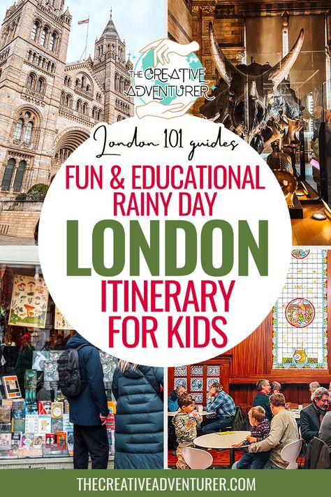 Looking for ways to entertain your kids on a rainy day in London? Check out our Ultimate Guide to a Rainy Day in London with Kids for a treasure trove of fun and educational activities! From interactive museums to creative indoor toy & bookshops to explore. The Creative Adventurer London Kids Activities, London Wonders, London With Kids, Days Out In London, Museum Cafe, Day In London, London Itinerary, Interactive Museum, Travel Guide London