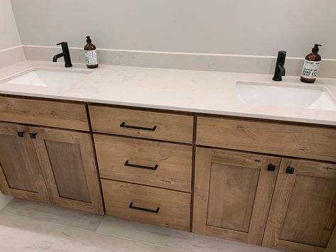 Wood bathroom cabinets with quartz countertops in basement finished by Hope Custom Building in Lehi, Utah. Custom Bathroom Vanity, Farmhouse Vanity, Luxury Storage, Farmhouse Bathroom Vanity, Custom Bathroom, Custom Vanity, Double Sink Bathroom, Sopot, Double Sink Bathroom Vanity