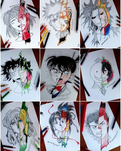 Split Drawing Art, Art Colour, Drawing Style, Sketch Pad, Sketch Inspiration, Drawing Art, Fashion Drawing, Anime Fanart, Anime Art