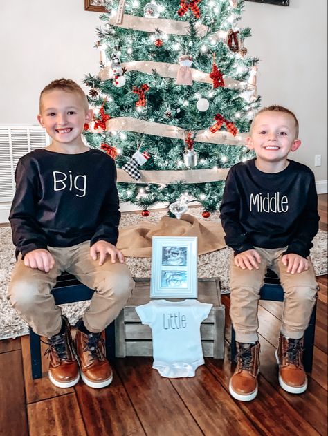 Christmas Pregnancy Announcement Baby Number 3, Third Baby Announcement With Siblings, Baby 3 Announcement Third Child, 3rd Baby Announcement With Siblings, 3rd Pregnancy Announcement With Siblings, Baby Number 3 Announcement, Baby Number 3 Announcement Ideas, Third Child Pregnancy Announcement, Baby 3 Announcement