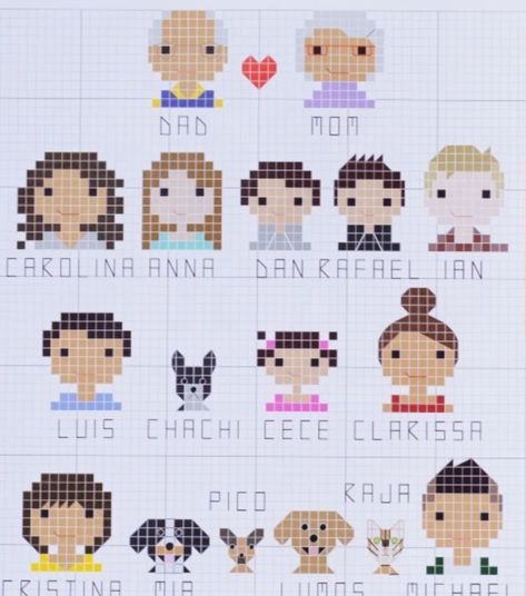 Cross Stitch People Family Portraits, Cross Stitch People, Portrait Cross Stitch, Stitch People, Cross Stitch Family, Knitted Mittens Pattern, Cross Stitch Fonts, Easy Cross Stitch Patterns, Cross Stitch Books