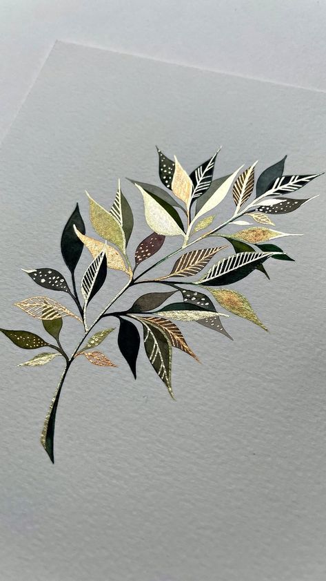 Drawing Leaves, Easy Pencil Drawing, Leaves Drawing, Metallic Watercolor, Draw Tutorial, Leaves Painting, Watercolor Paintings Nature, Pencil Drawings Easy, Watercolor Projects