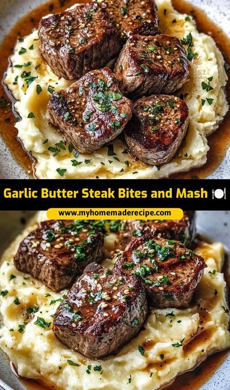 Here’s a savory recipe for Garlic Butter Steak Bites with Creamy Mash—a satisfying and delicious combination of tender, juicy steak and buttery mashed potatoes. Perfect for a hearty dinner! 🍽️ Garlic Butter Steak Bites, Butter Steak Bites, Garlic Steak, Fluffy Mashed Potatoes, Butter Steak, Creamy Mash, Garlic Butter Steak, Steak Butter, Steak Bites