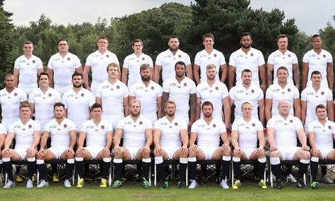 England rugby stars lined up for an official team photo at the squad's Pennyhill Park training ground ahead of their bid to bring back the Rugby World Cup title they memorably won in 2003. Pennyhill Park, England Rugby Team, Chris Robshaw, Owen Farrell, Eddie Jones, English Rugby, Rugby Games, Rugby World Cup 2023, World Cup Tickets