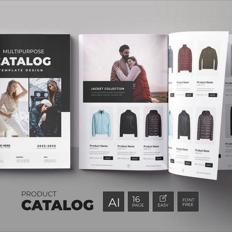 Clothing Product Catalog or Fashion Photography Catalog and Brochure Magazine Template Brochure Photography, Catalog Cover Design, Graphic Design Portfolios, Catalog Template, Brochure Design Layout, Professional Brochure, Illustrator Design Tutorial, Catalog Cover, Brochure Layout