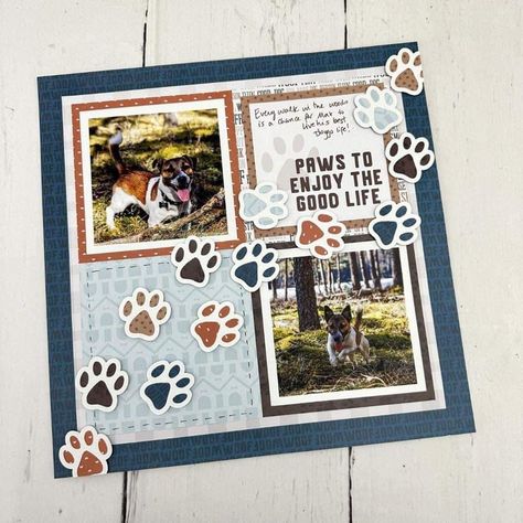 Dog Paw Print Art, Dog Scrapbook Layouts, Pet Scrapbook Layouts, Paw Print Art, Premade Scrapbook Layouts, Scrapbook Gallery, Dog Scrapbook, Scrapbook Design Layout, Beautiful Scrapbook Layouts