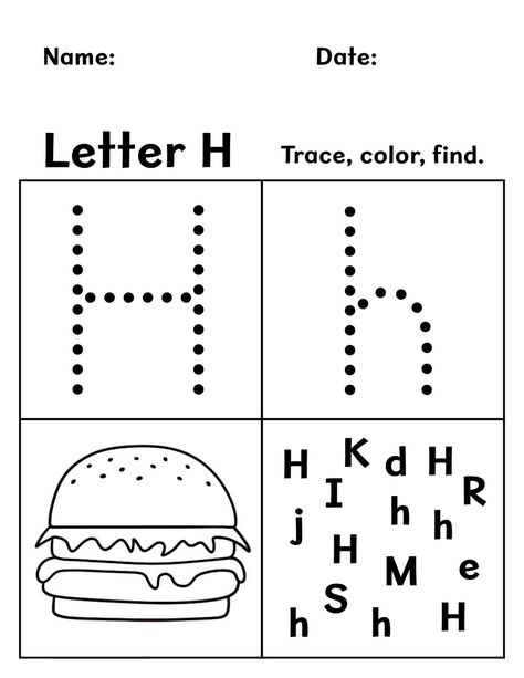 FREE Letter H Worksheets for Preschool ⋆ The Hollydog Blog Letter Hh Activities Preschool, Letter H Activities For Preschool, Letter H Activities, Letter H Crafts, Letter J Activities, Colors Preschool, Creative Worksheets, Letter Worksheets For Preschool, Abc Worksheets