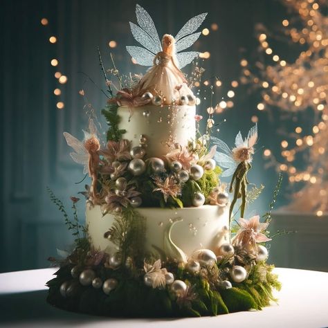 Fairy Cake… #wedding #weddingcake #weddinginspiration #ai #aiart #aiartcommunity #aiartwork #aiartist #digitalart #digitalillustration #fairy #cake Fairy Themed Wedding Cake, Forest Quinceanera, Enchanted Forest Quinceanera Theme, Enchanted Forest Quinceanera, Crazy Wedding Cakes, Quinceanera Theme, Fairy Woodland, 18th Cake, Fairy Cake