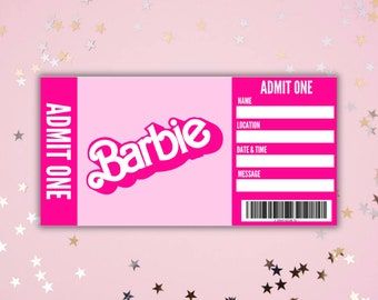 sophiebeecreations - Etsy Barbie Ticket, Ticket Invitation Template, Barbie Birthday Invitations, Barbie Invitations, Wiggles Birthday, Birthday Invitation Card Template, Birthday Invitation Card, Invitation Card Template, Ticket Invitation