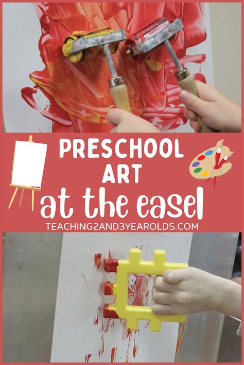 This collection of preschool easel art activities includes lots of simple and fun painting ideas! #art #easel #paint #activities #preschool #toddlers #finemotor #teaching2and3yearolds Preschool Easel Art, November Process Art Preschool, Fall Easel Ideas Preschool, Painting On Cardboard Ideas, Painting Ideas Preschool, Preschool Process Art Ideas, Ecfe Ideas, Preschool Process Art, Toddler Easel