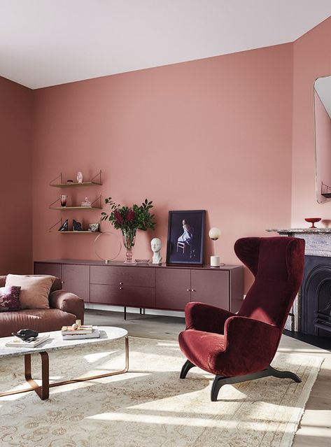 Eclectic Trends | 4 Color Trends 2019 Dulux Australia- Repair Good Living Room Colors, Room Paint Colors, Design Room, Paint Colors For Living Room, Decoration Inspiration, Living Room Colors, A Living Room, Pink Walls, Living Room Paint