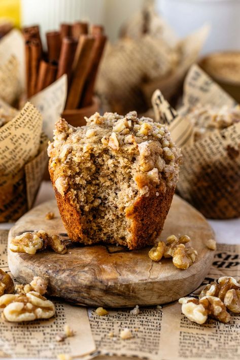 Banana Nut Muffin Recipe Bakery Banana Nut Muffins, Banana Nut Muffins Recipe Moist, Banana Nut Muffins Recipe, Nut Muffins Recipe, Texture Combination, Pistachio Cheesecake, Fudge Ice Cream, Walnut Muffins, Nut Muffins