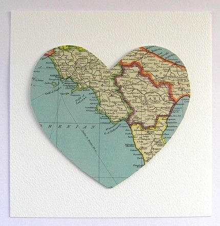 This is a great idea for showcasing where you live on the map while also telling your child you love them with a card or wall-hanging. Map Heart, Child Sponsorship, Map Crafts, Heart Map, Diy Artwork, Map Globe, I Love Heart, Childrens Church, Paper Projects