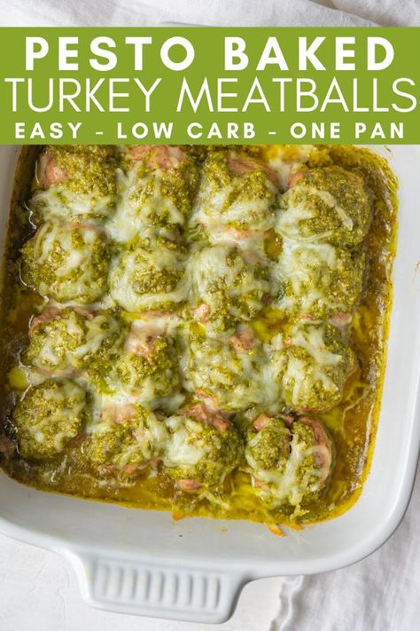 Oven Baked Turkey Meatballs, Pesto Turkey Meatballs, Turkey Pesto Meatballs, Baked Turkey Meatballs, Turkey Meatballs Recipe, Ground Turkey Recipes Healthy, Turkey Meatballs Baked, Turkey Meatball Recipe, Meatballs Easy