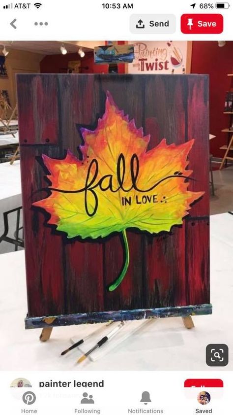 Autumn Handmade, Fall Canvas Painting, Fall Canvas, Halloween Painting, Canvas Painting Diy, Fall Leaf, Autumn Painting, Night Painting, Diy Canvas Art Painting