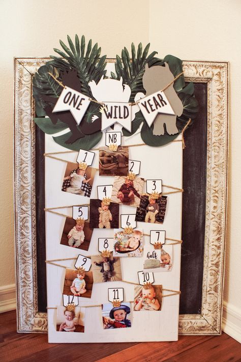 First Birthday Party Wild One, 1st Birthday Where The Wild Things Are, First Safari Birthday Party, Zoo Themed First Birthday Party, Safari Birthday Party One Year, Wild Things 1st Birthday Party, Wild One 1st Birthday Boys, One Wild Year Photo Board, Where The Wild Ones Are First Birthday