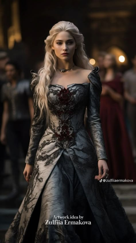 Dessin Game Of Thrones, Game Of Thrones Dress, Targaryen Aesthetic, Fantasy Dresses, Royal Dresses, Royal Outfits, Fantasy Gowns, Medieval Dress, Game Dresses