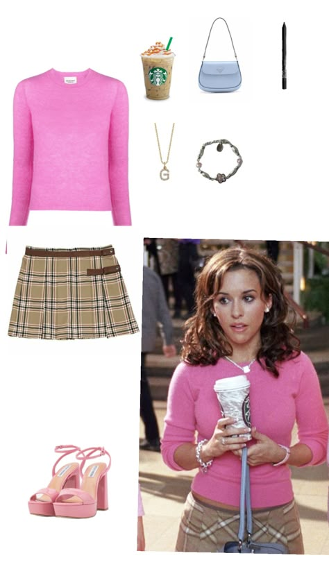 Mean Girls Gretchen Halloween, Gretchen Weiners Outfit Halloween Costumes, Gretchen Wieners Costume, Gretchen Wieners Halloween Costume, Meangirls Movie Outfits, Gretchen Weiners Outfit Halloween, Gretchen Wieners Outfit, Gretchen Weiners Costume, Mean Girl Costumes