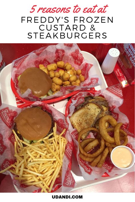 Make plans for your next meal at Freddy’s Frozen Custard and Steakburgers #cincinnati #burgers Patty Melt, Frozen Custard, Fry Sauce, Cheese Curds, My Face When, Dinner Meals, Food Is Fuel, Dance Hall, On The Menu