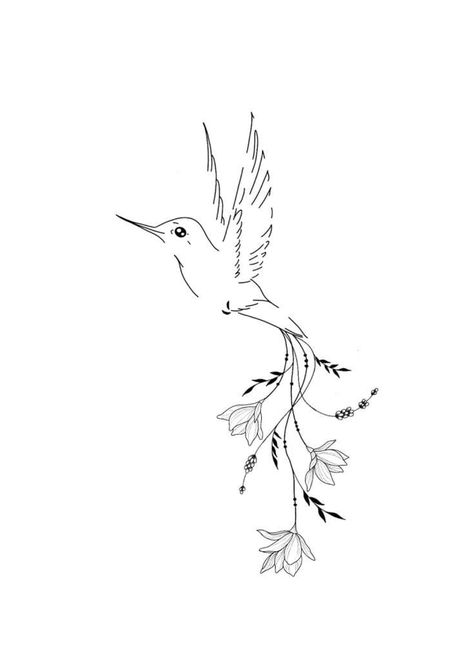 Back Tattoo Hummingbird, Humming Bird Tattoo Stencils, Pretty Cardinal Tattoo, Whimsical Hummingbird Tattoo, Hummingbird Hip Tattoo, Fineline Hummingbird Tattoo, Hummingbird Line Tattoo, Bird Fine Line Tattoo, Flower Bird Tattoo