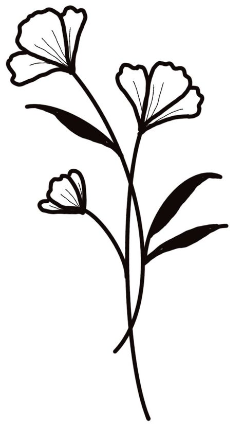 Wildflower Line Drawing Tattoo Ideas, Drawing Small Flowers, Flower Vector Image, Flower Clipart Black And White, Wild Flowers Drawing, Make Up Guide, Printable Flower Coloring Pages, Markers Drawing Ideas, Beginner Sketches