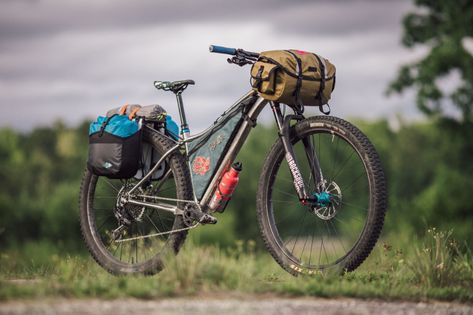 Virginia's Why Cycles Wayward - BIKEPACKING.com Myog Bikepacking, All Terrain Bike, Bikepacking Gear, Rear Bike Rack, Door County Bike Trails, Root River Bike Trail, Bikepacking Bags, Touring Bicycles, Hardtail Mountain Bike