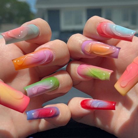 “Snot swirls” is what she called them Aura nails with 3D snot swirls😂 #nails #nailart #naildesigns #nailsofinstagram #nailsnailsnails #nailsmagazine #nailsonfleek #nailstyle #nailtrends #gelxnails #gelx #nailartist #nailinspo #longnails #xlnails #3dnails #summer #summernails #colorfulnails #auranails #funnails Swirls Nails, Pattern Nails, Swirl Nails, Aura Nails, Beauty Content, Nail Patterns, Nails Magazine, 3d Nails, Nails On Fleek