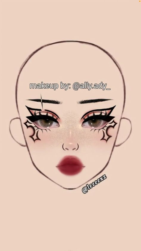 Boceto Makeup Egirl, Leeeexz Makeup, Delineados Egirl, Face Chart Makeup Ideas, Makeup Looks Drawing, Makeup Ideas Drawing, Makeup Drawings, Makeup Sketch, Face Chart Makeup