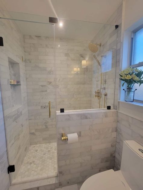 Bathroom Design Medium Size, Marble Tiled Bathrooms Ideas, Walk In Showers With Glass Doors, 48 X 34 Shower Ideas, Walk N Shower Ideas, Walk In Shower Next To Toilet, Spa Like Walk In Shower Ideas, Extended Shower Master Bath, Open Concept Shower Design