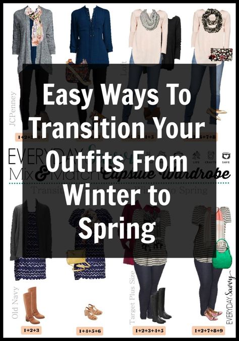 How To Transition Your Outfits from Winter To Spring via @everydaysavvy In Between Winter And Spring Outfits, Spring Dress Outfits Work, Winter Into Spring Outfits, Early Spring Outfits Casual Late Winter, Spring Outfits When Its Still Cold, Spring Transition Outfits Work, Winter To Spring Transition Outfits 2024, Spring Transition Outfits 2024, Late Winter Early Spring Outfits