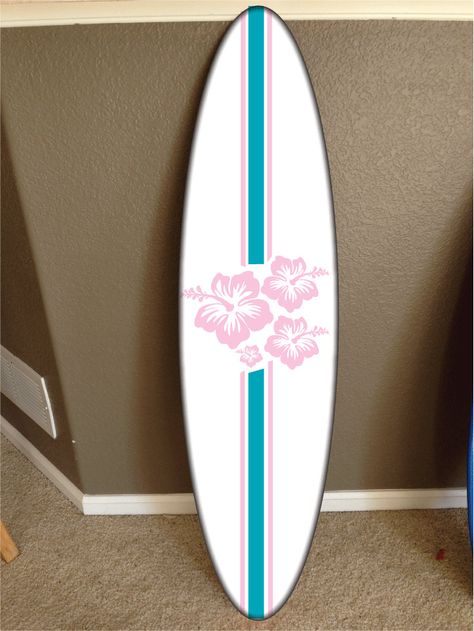 "You are bidding on a custom made themed surfboard decor... It is made of high quality 1/2\" plywood painted and vinyl graphiced. I put 2 coats of gloss clear coat to give it a beautiful shine to it... Pick a name or saying to go on the board. This name can be changed to anything.. for custom work please contact me let me know what you want and i can list it and send you the link. I also send you a proof of your custom board before i even make it... Board comes in 4 sizes... 4', 4.5', 5', and 6' Surf Board Decoration Wall Decor, Short Board Surfboard, Surf Board Wall Decor, Cool Surfboards, Cute Surfboards, Surf Boards Aesthetic, Surf Boards Designs, Surf Board Drawing, Surf Board Painting